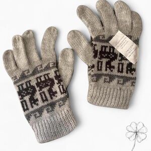 Cozy Gray Patterned Women's Alpaca Wool Gloves